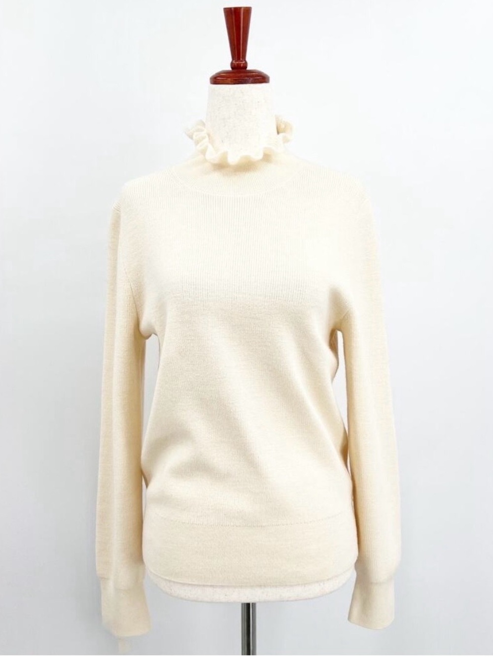 J. Crew Ruffleneck Merino Wool-Blend Sweater Cream Size Medium